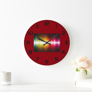 Music Spectrum Soundwave Vibrant Audio Visualizer  Large Clock