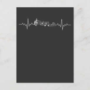 Music Staff Heartbeat to Music Notes White Postcard