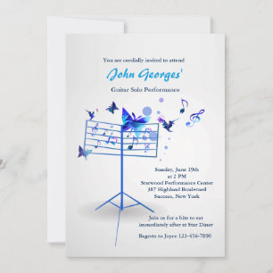 Music Stand Blue Invitation