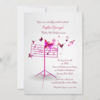 Music Stand Pink Invitation