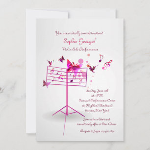 Music Stand Pink Invitation