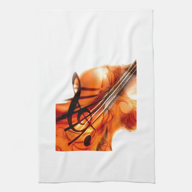 Music  Stringed Instruments Violin Destiny Dance Tea Towel (Vertical)