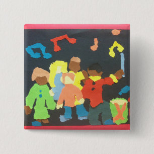 Music Students Paper Collage Button