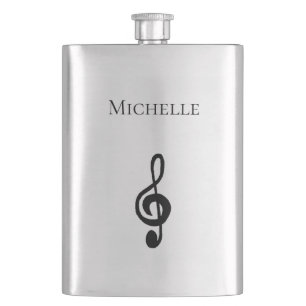 Music Symbol Treble Clef Simple Hip Flask