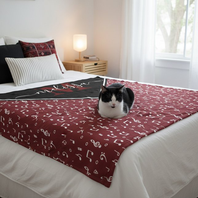 Music symbols personalised  fleece blanket (Creator Uploaded)