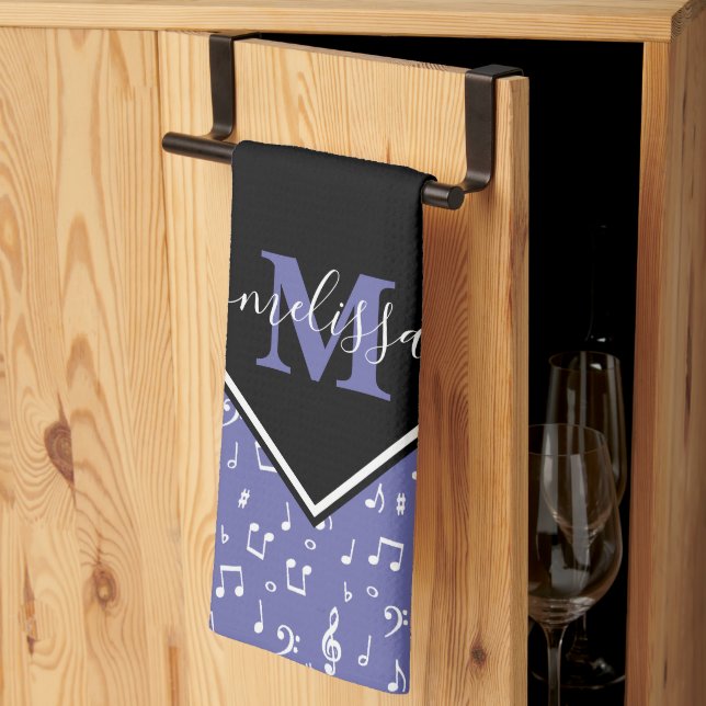 Music symbols personalised  kitchen towel (Thirds Fold)