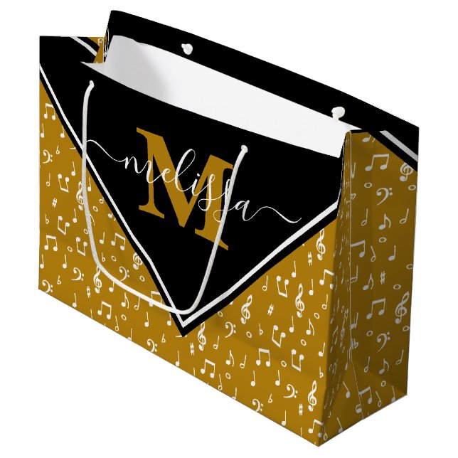 Music symbols personalised   large gift bag (Front Angled)