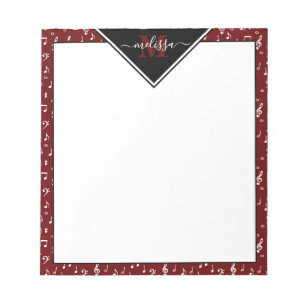 Music symbols personalised notepad