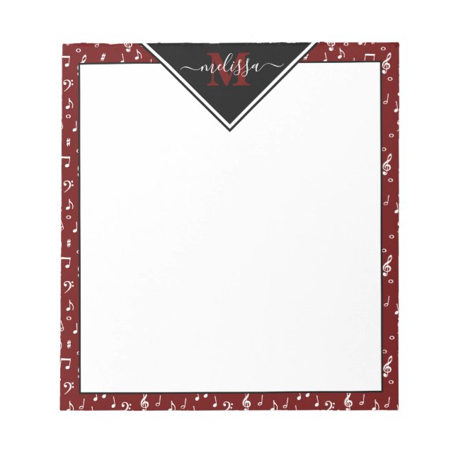 Music symbols personalised  notepad (Front)