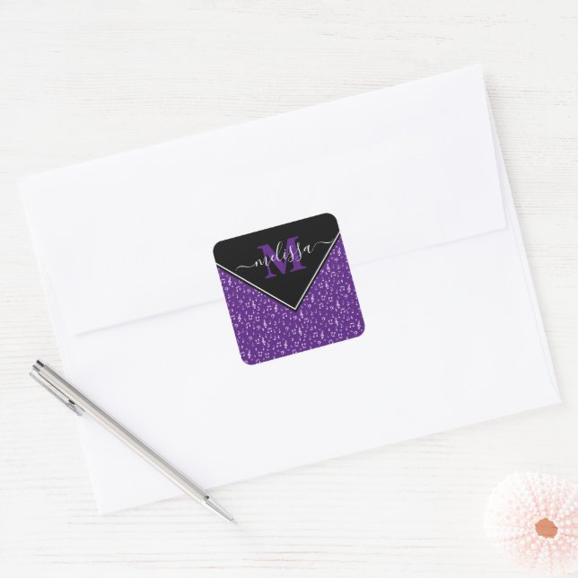 Music symbols personalised  square sticker (Envelope)