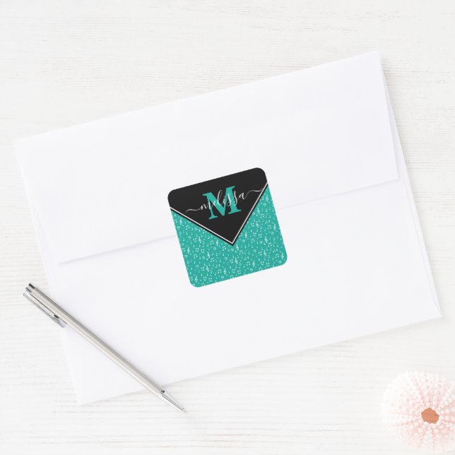 Music symbols personalised  square sticker (Envelope)
