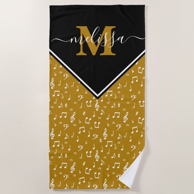 Music symbols personalized   beach towel (Front)