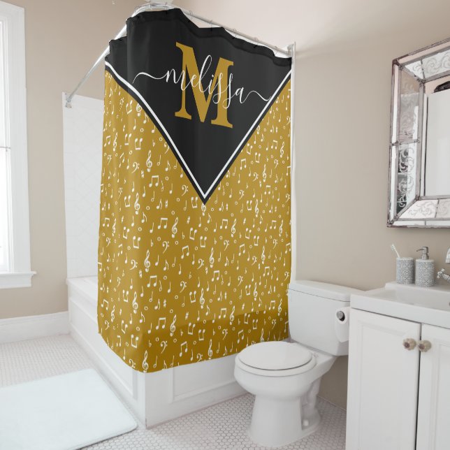 Music symbols personalized  shower curtain (In Situ)