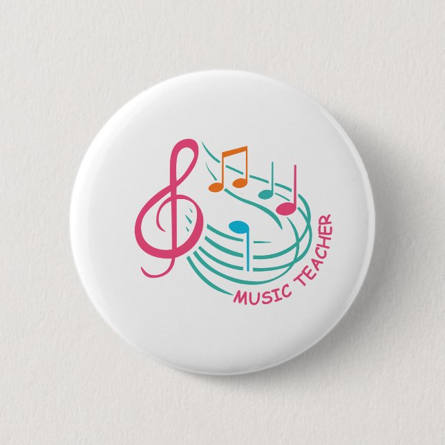 music teacher 6 cm round badge (Front)