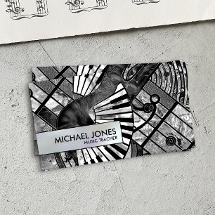 Music Teacher Abstract Art collage Business Card