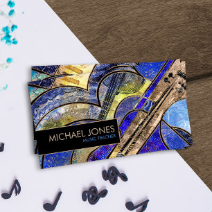 Music Teacher Abstract Art collage Business Card