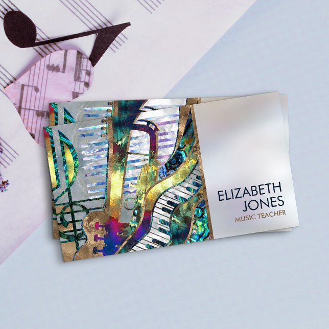 Music Teacher Abstract Art collage Business Card (Creator Uploaded)