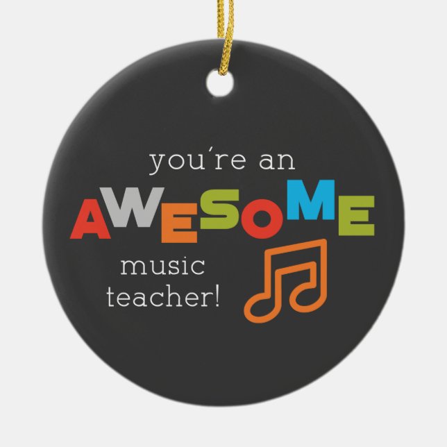 Music Teacher Appreciation Day, Awesome Ceramic Tree Decoration (Front)