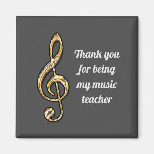 Music Teacher Appreciation Gold Clef Thank You Magnet
