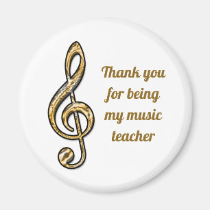 Music Teacher Appreciation Gold Clef Thank You Magnet
