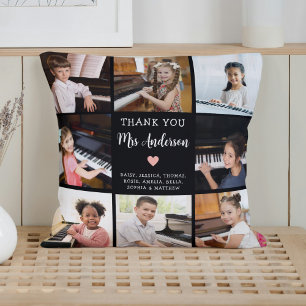 Music Teacher Appreciation Photo Collage Black  Cushion