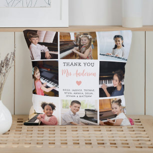 Music Teacher Appreciation Photo Collage White Cushion