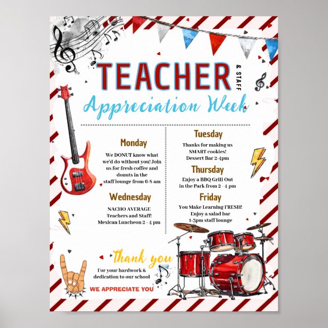 Music Teacher Appreciation Week Itinerary Poster (Front)