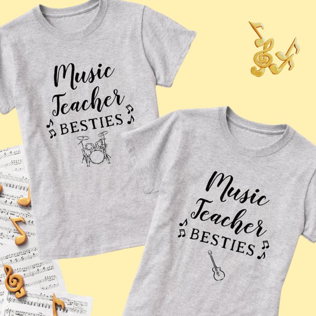 Music Teacher Besties Electric Guitar Best Friend T-Shirt (Creator Uploaded)