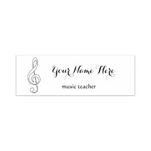 music teacher black and white treble clef self-inking stamp