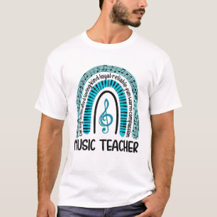 Music Teacher Blue Rainbow Caring Dedicated Loving T-Shirt