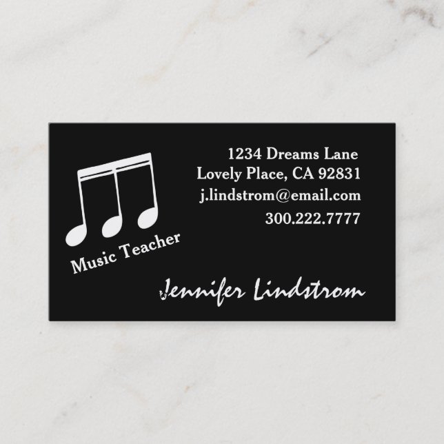 MUSIC TEACHER Business Card Template (Front)