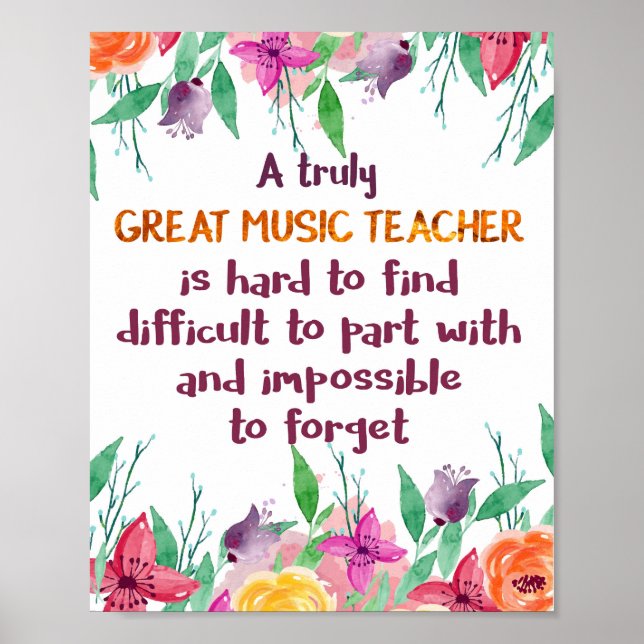 Music Teacher Classroom Decor Appreciation Gift (Front)