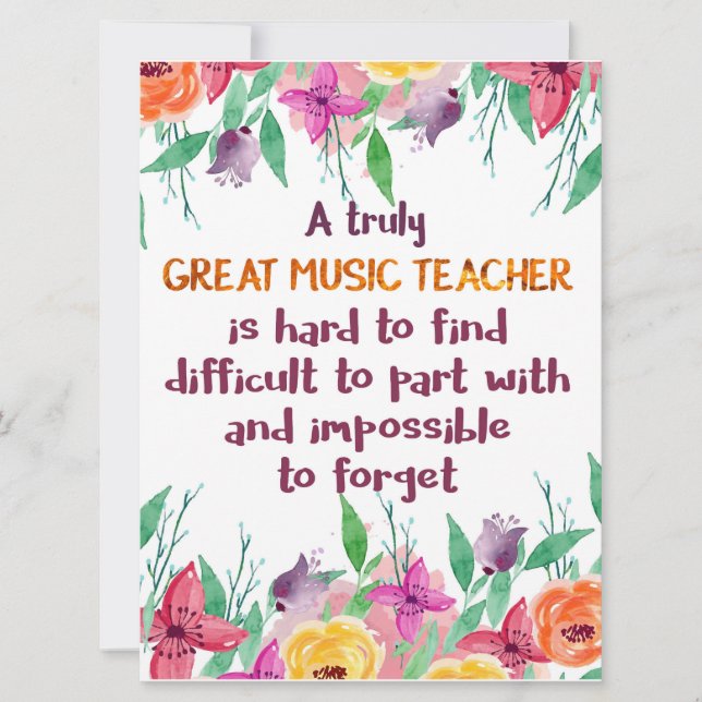 Music Teacher Classroom Decor Appreciation Gift Card (Front)