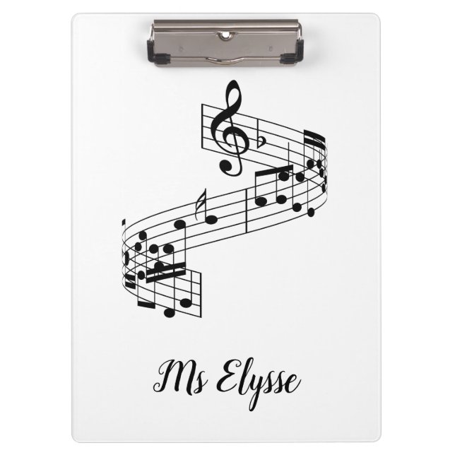 Music Teacher Clipboards Musical Notes with Name (Front)