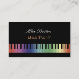 Music Teacher   Colourful Piano Business Card