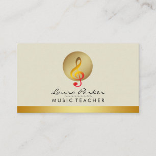 Music Teacher Cream Musical Note Musician Business Card
