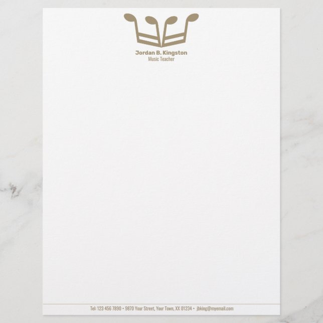 Music Teacher Crown Custom Letterhead (Front)