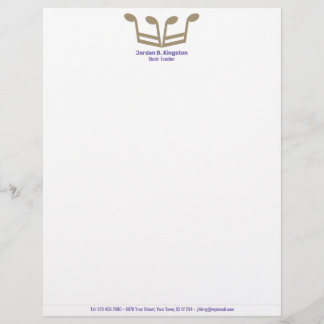 Music Teacher Crown Custom Letterhead