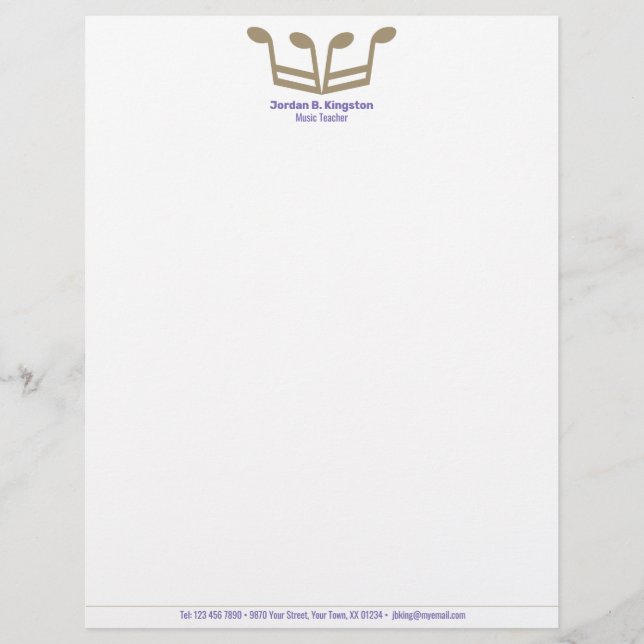 Music Teacher Crown Custom Letterhead (Front)
