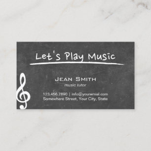 Music Teacher Elegant Chalkboard Business Card