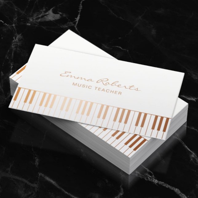Music Teacher Elegant Gold Piano Keys Musical Business Card (Creator Uploaded)