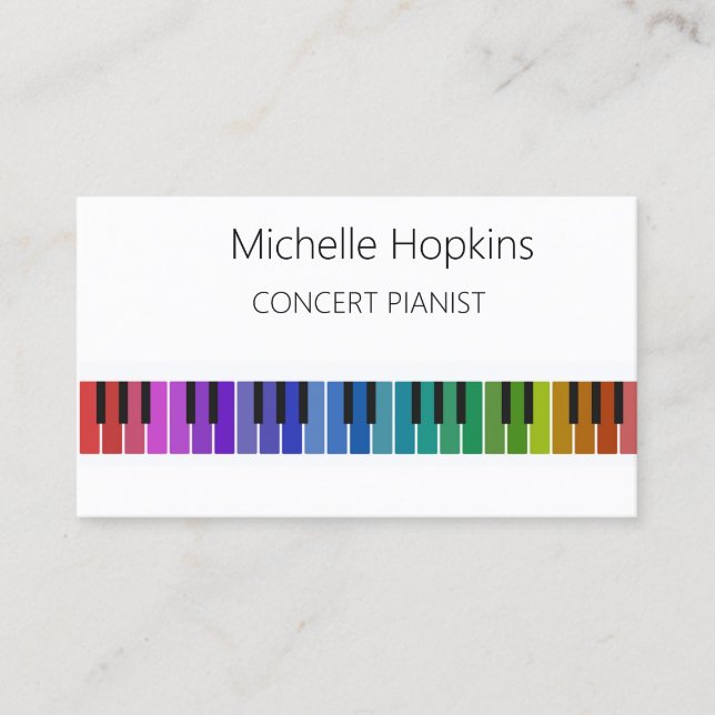 Music Teacher Elegant Piano Keys Calling Card (Front)