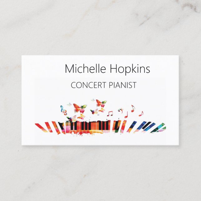 Music Teacher Elegant Piano Keys Calling Card (Front)