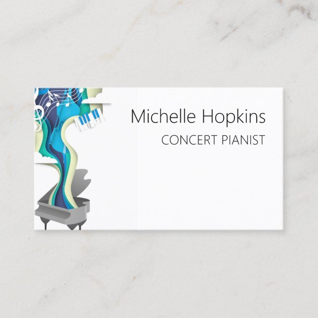 Music Teacher Elegant Piano Keys Calling Card (Front)
