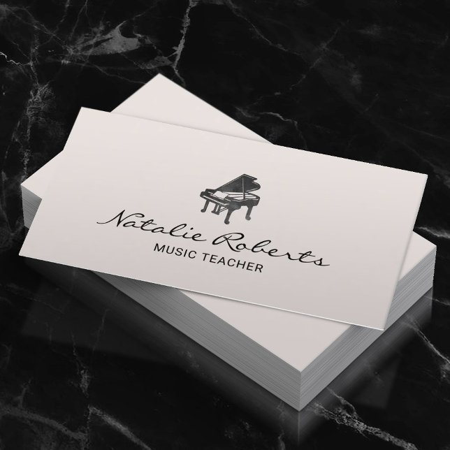 Music Teacher Elegant Piano Logo Minimal Musical  Business Card (Creator Uploaded)