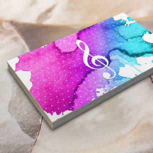 Music Teacher Elegant Watercolor Modern Business Card