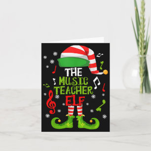 Music Teacher Elf Christmas Family Matching Xmas G Card