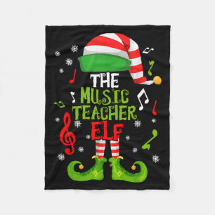 Music Teacher Elf Christmas Family Matching Xmas G Fleece Blanket