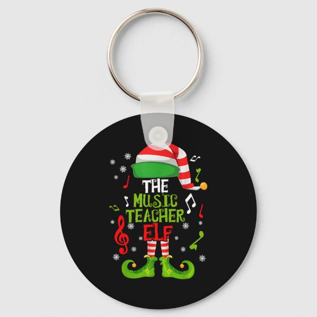 Music Teacher Elf Christmas Family Matching Xmas G Key Ring (Front)