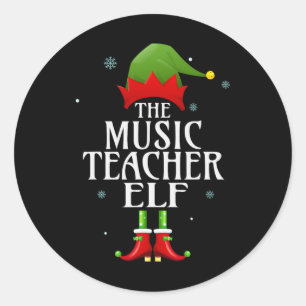 Music Teacher Elf Xmas Matching Family Group Chris Classic Round Sticker